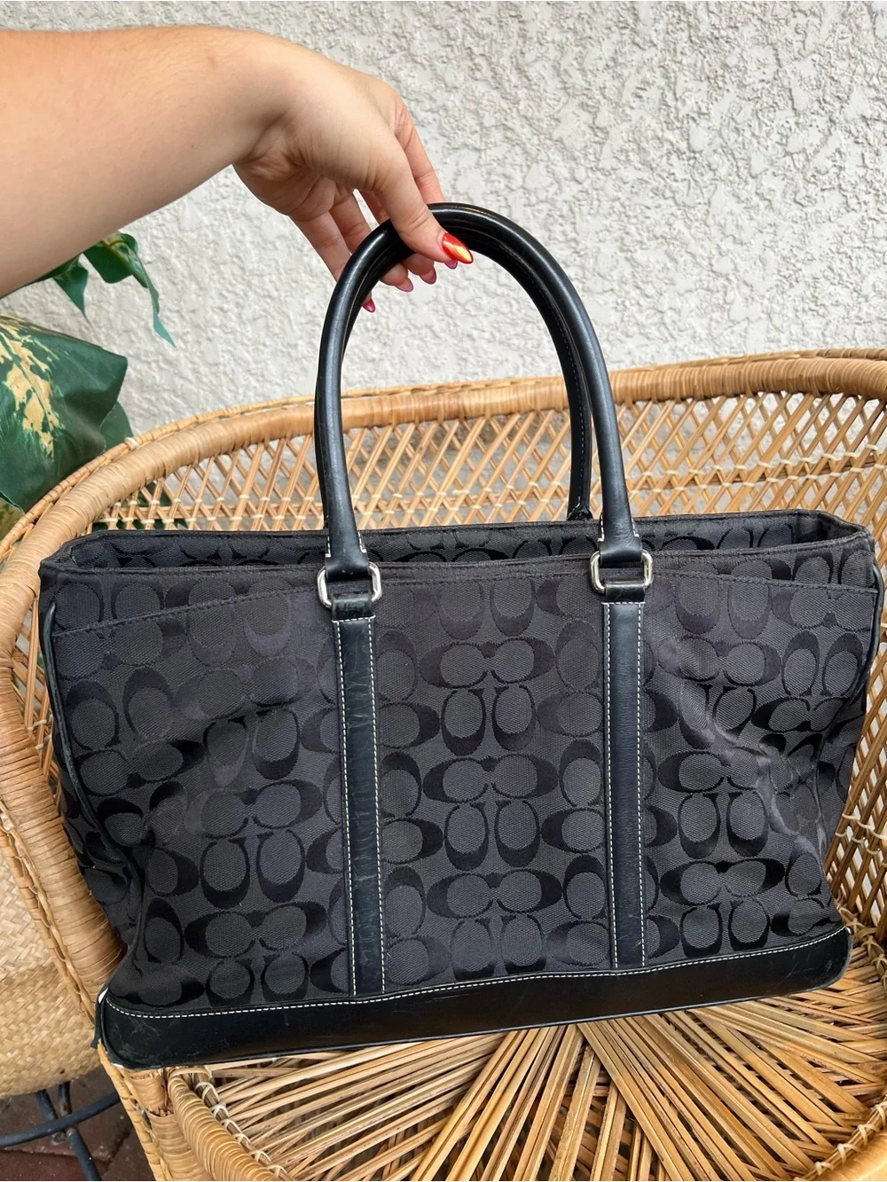 Coach Black Signature Canvas Bag 16”